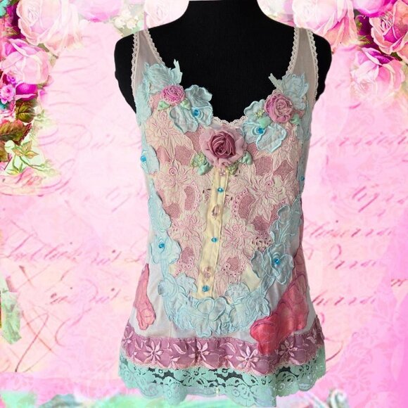 Pink Rose Boudoir Blouse | Roselani Jasmin | Size Small - Medium - Picture 1 of 10